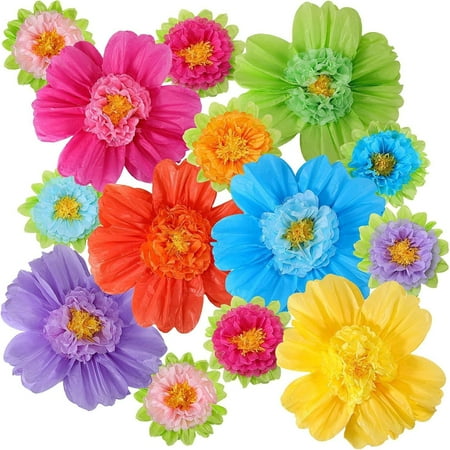 12 Pcs Large Colorful Tissue Paper Flowers 20" Giant Fiesta Paper Pom Poms Classroom Wall Decor Birthday Wedding Engagement Backdrop Centerpiece Tea Party Supplies (Rainbow Color)