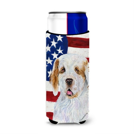

USA American Flag with Clumber Spaniel Ultra Beverage Insulators for slim cans SS4027MUK