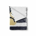 thumbnail image 2 of Flamingo Soft Flannel Fleece Throw Blanket, Golden Yellow Flamingo Design Theme with Brushstroke Background, Cozy Plush for Indoor and Outdoor Use, 70" x 90", Dark Blue Mustard White, by Ambesonne, 2 of 6
