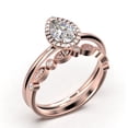 thumbnail image 3 of Beautiful Art Deco 1.75 Carat Pear Cut Affordable Diamond Moissanite Engagement Ring, Classic Wedding Ring, One Matching Band in 925 Sterling Silver With 18k Rose Gold Plating, 3 of 4