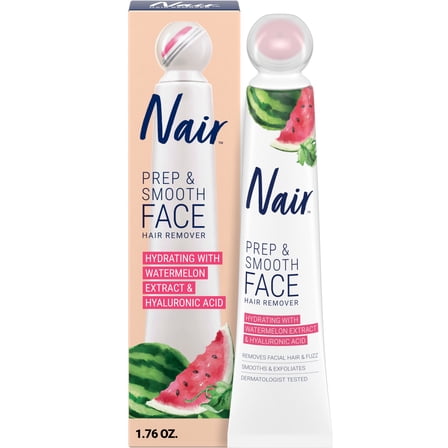 Nair Prep & Smooth Face Hair Remover, Watermelon Extract & Hyaluronic Acid, 1.76 oz