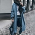 thumbnail image 2 of VISALY Long Cardigans Long Sleeve Cardigan Knitting Coat Large Size Mid Long Plain Casual Jacket Sweaters Elegant Fashion Cotton Autumn Winter Open Front Cardigan Chunky Cardigan Sweaters Sky Blue Xxl, 2 of 9