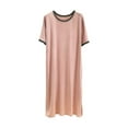 thumbnail image 2 of Sakmal Womens Moomoo Nightgowns Plus Size Long Nightshirt Pink Short Sleeve Womens Nightgown Free Size, 2 of 5
