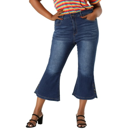 Agnes Orinda Junior Plus Size Jeans Skinny Legging Side Slit Button Denim Pants