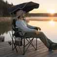 thumbnail image 6 of DKMOCO Camping Chair with Canopy, Outdoor Folding Chair with Adjustable Sun Shade, Heavy Duty Beach Chair with Cup Holder and Side Pocket, Portable Lawn Chair for Adults, Camping, Beach, Patio, Sport, 6 of 17
