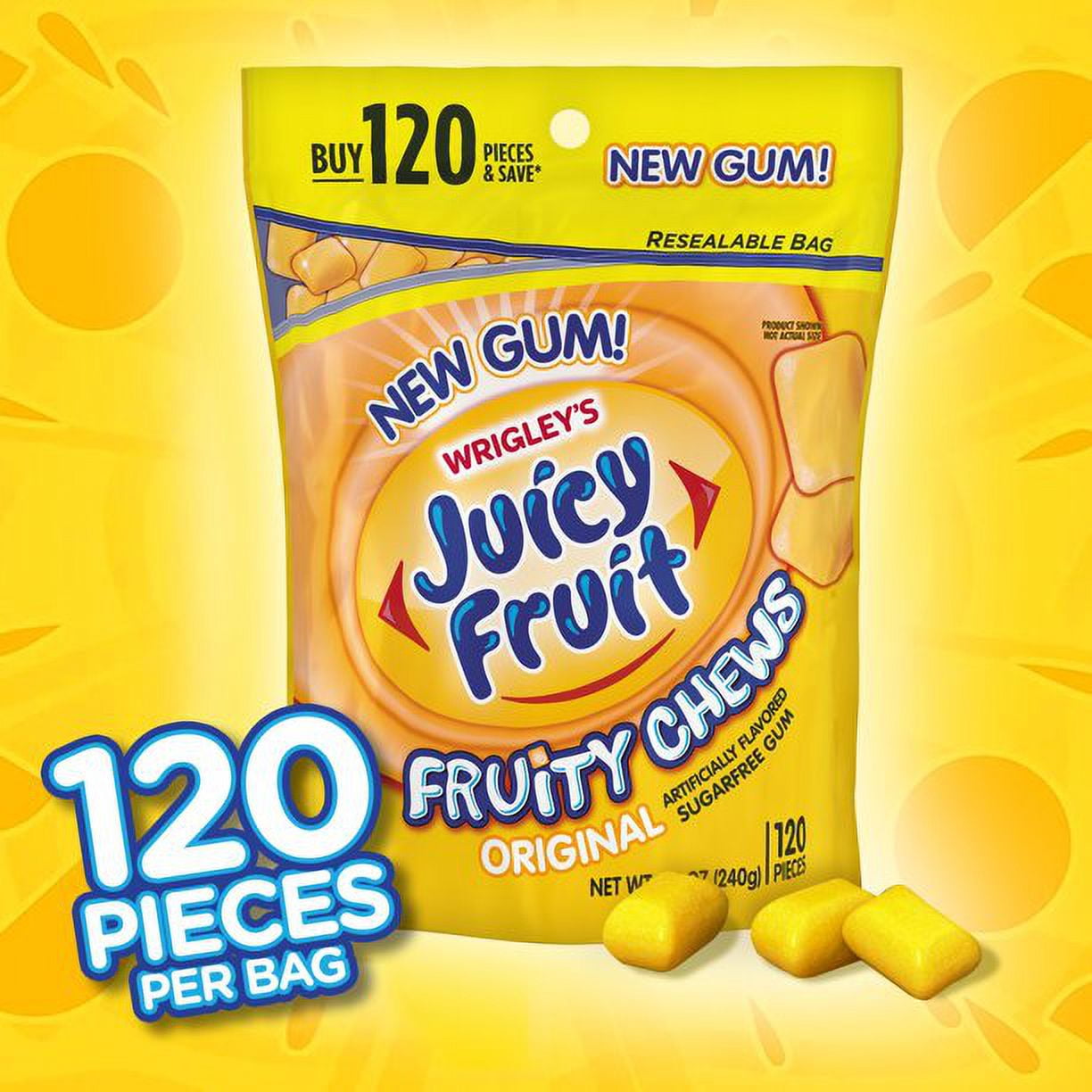 Juicy Fruit Chewing Gum, Value pack - 120 Count Bulk Gum Bag