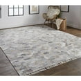 thumbnail image 5 of 4' X 6' Taupe Gray And Blue Geometric Hand Woven Stain Resistant Area Rug With Fringe, 5 of 10