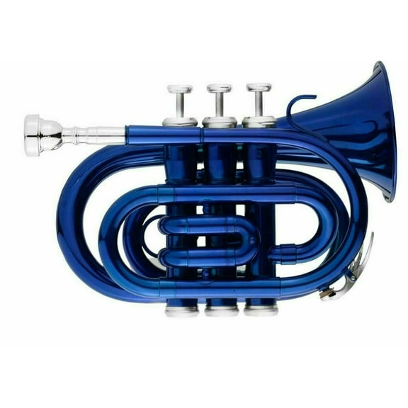 SMART DEAL Pocket Trumpet Royal Blue Look with Hard Case & mouth piece
