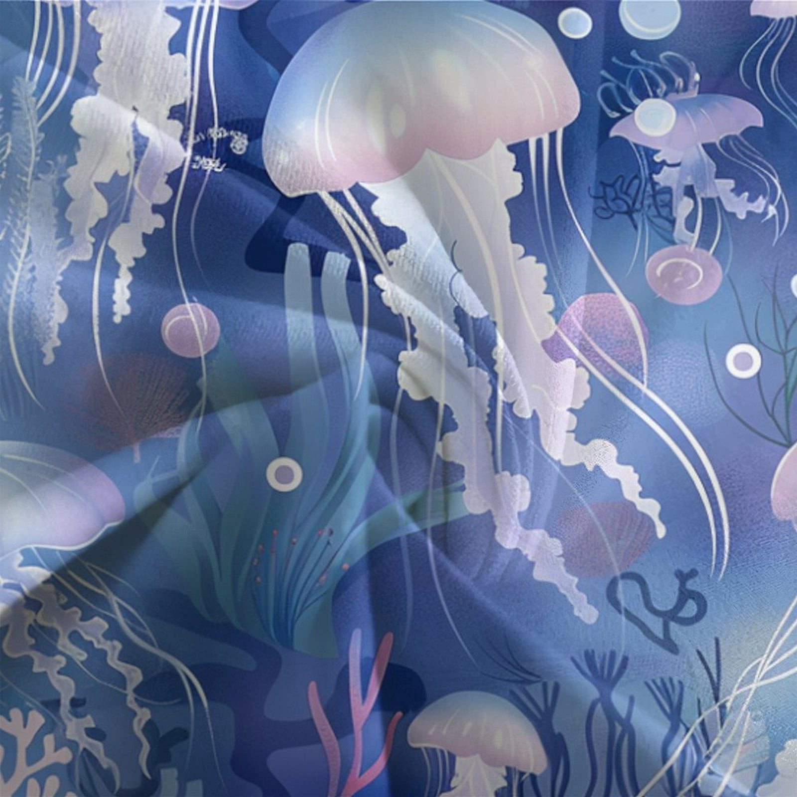 YJHDM 3D Marine Animal Bedding Set Blue Jellyfish Duvet Cover Pillow Case 2/3pcs Soft Twin/Full Bed