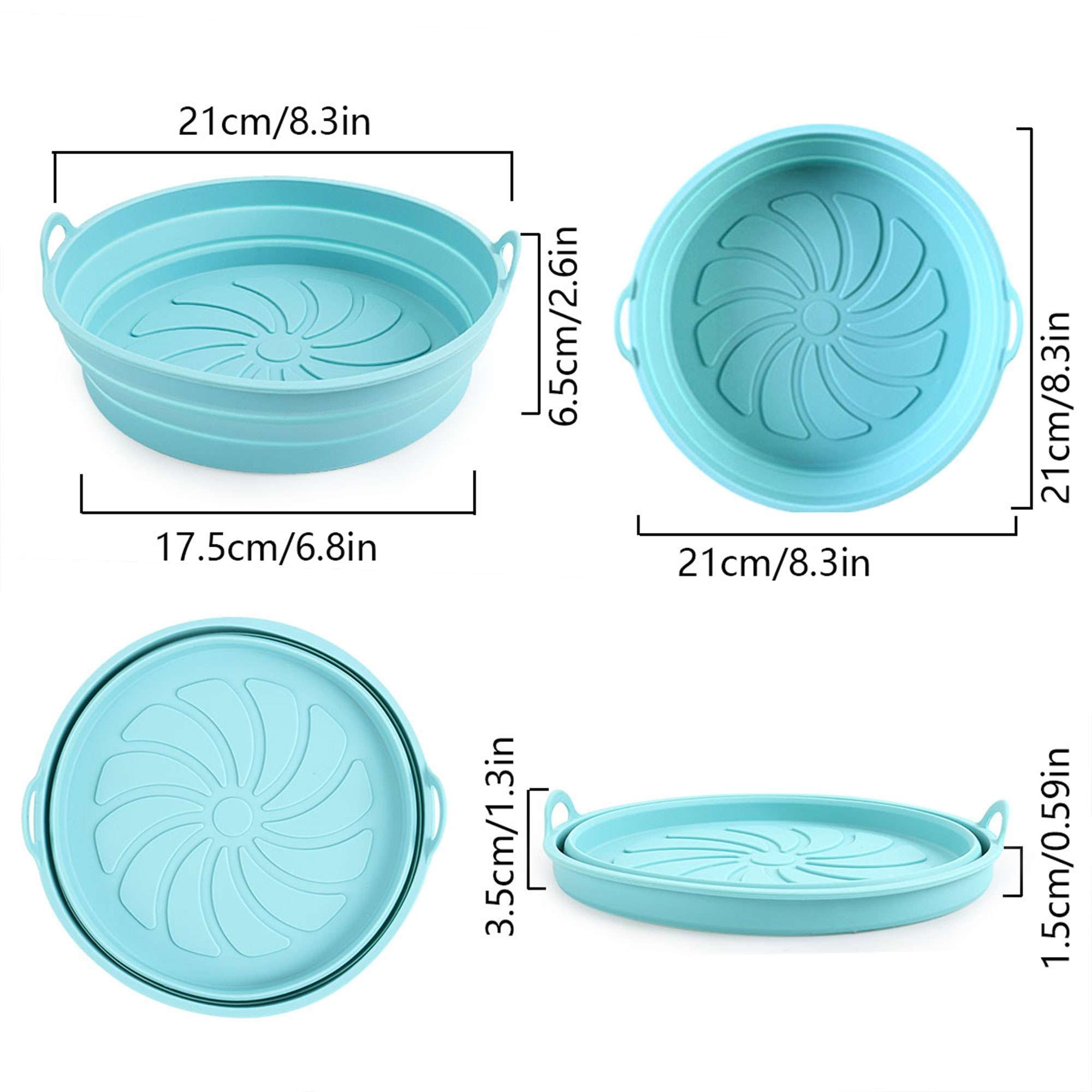 Gustave Air Fryer Silicone Liners Pot Foldable Reusable Airfryer Round Basket Baking Trays Easy to Clean Non-Stick Heat Resistant Air Fryer Oven Accessories for 5-8QT