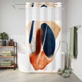 thumbnail image 6 of No Hook Shower Curtain, Navy Blue Burnt Orange Shower Curtains for Bathroom with See Through Top Window, Abstract Contemporary Geometric Waterproof & Washable Bath Curtain Small Stall 36"x78", 6 of 9