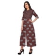 thumbnail image 3 of Moomaya Robe Tunique Imprimée à Manches Roulées, Kurti Long avec Fente avant pour Femmes, 3 of 5
