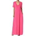 thumbnail image 1 of TheMogan Robe Maxi Surdimensionnée en Jersey Doux pour Femmes, Col en V, Manches Courtes avec Poche, 1 of 6