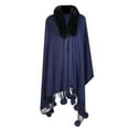 thumbnail image 2 of Wancir Womens Winter Coats Poncho Cape, Faux Fur Trim Knitted Cardigan Elegant Fringe Sweaters Shawl Striped Loose Fit Scarf, 2 of 4