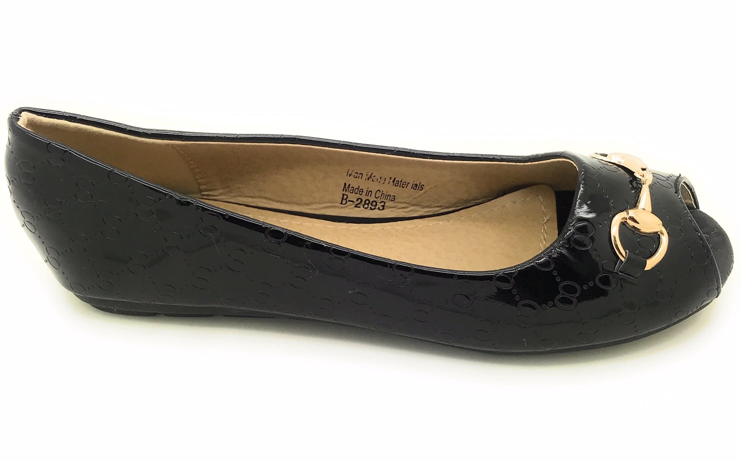 Victoria K Open Toe Gold Buckle Ballerina Flats (Women)