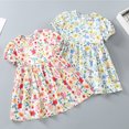 thumbnail image 4 of Odeerbi Toddler Girls Floral Dress Floral Printed Cotton Puff Sleeve Baby Dress Cute Kids Dresses 2-6 Years Red, 4 of 4