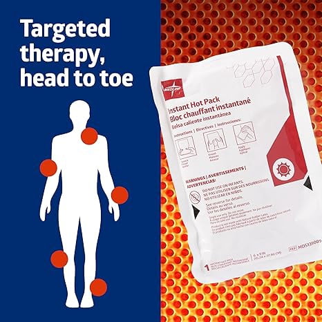 Medline Instant Hot Packs, Large Size - 6"x9", 24/Case, Gel Like Material Provide Consistent Warmth, Disposable