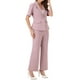 thumbnail image 4 of Conjunto de traje de oficina para mujeres INSPIRE CHIC, blazer de manga corta con un botón y pantalones de traje XL en rosa polvo, 4 of 6