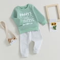 thumbnail image 2 of Gupgi Toddler Girl Clothes Daddy's Girl Long Sleeve Pullover Drawstring Pants 2Pcs Fall Outfit, 2 of 8