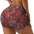 thumbnail image 2 of Sigee Fire Sign Print Women's High Waist Workout Shorts - Squat Proof, Tummy Control, Yoga and Gym Activewear-Small, 2 of 9