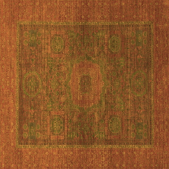 Ahgly Company Indoor Square Abstract Orange Modern Area Rugs, 3' Square