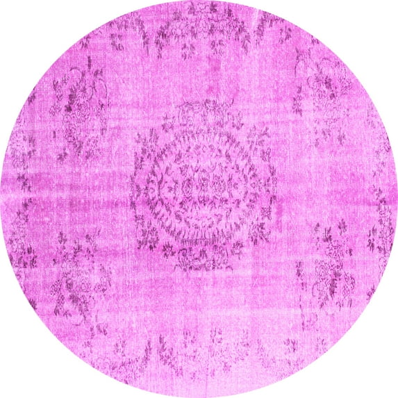 Ahgly Company Indoor Round Abstract Pink Contemporary Area Rugs, 8' Round