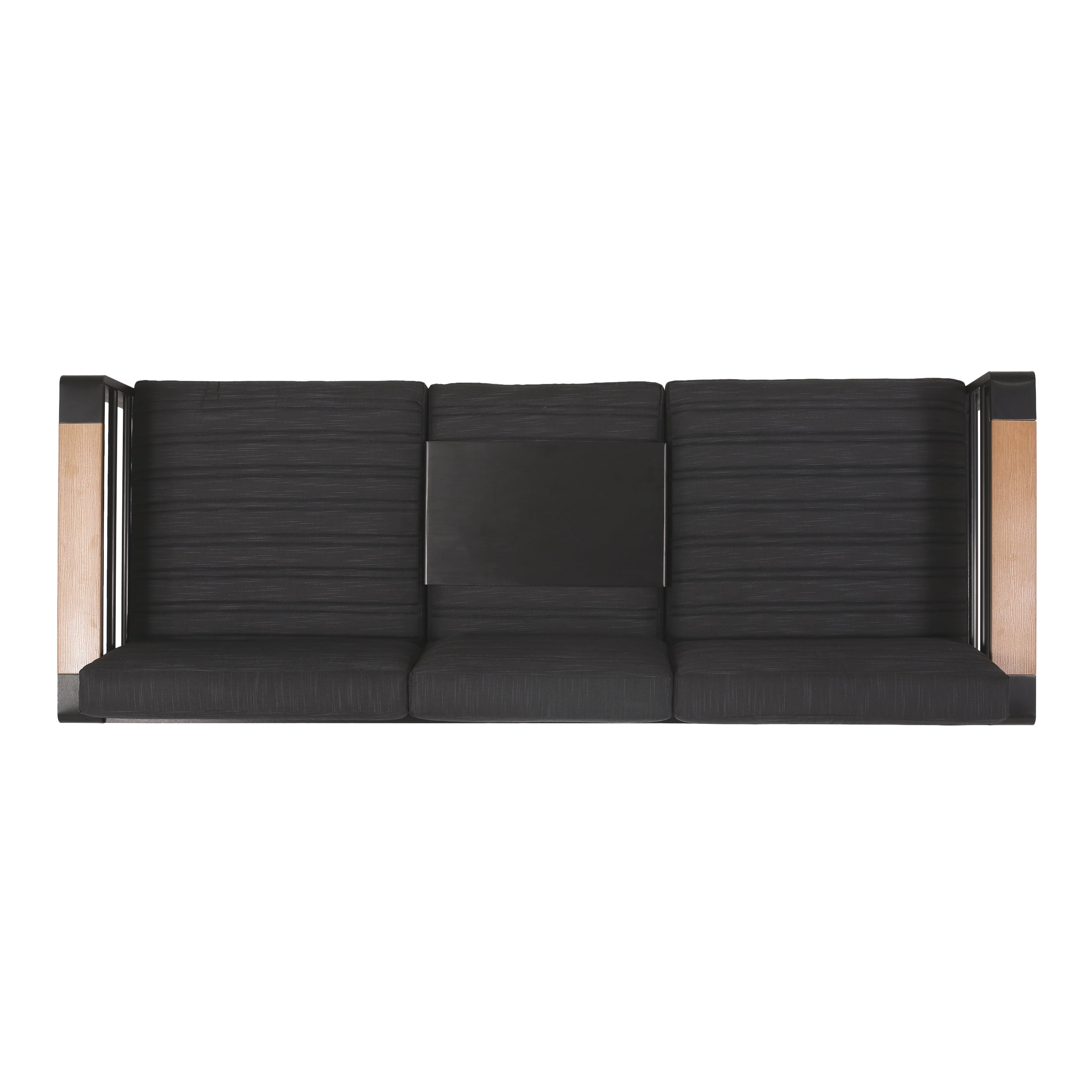 Outdoor 3 Seater Sofa, Aluminum Frame Leisure Couch for Patio Garden, Black