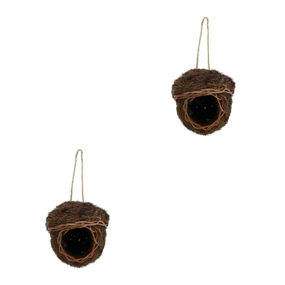 Set of 2 Cage Straw Bird's Nest Bird House Gift 15x14cm
