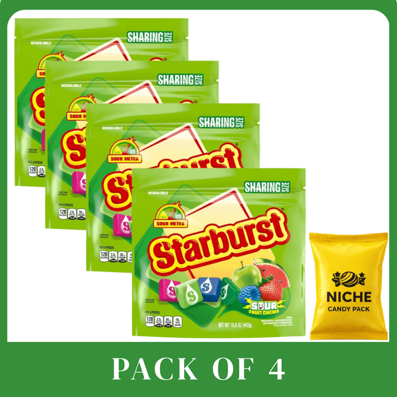 Starburst Sour Sharing Chewy Candies - 15.6oz-4 pack-with candy pack