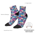 thumbnail image 6 of Rateoe Skull blue leaf Pattern Quarter Crew Socks,Toe Seamed Ankle Socks,Cotton Cushioned Breathable Athletic Crew Sports Socks, 6 of 7