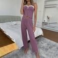 thumbnail image 4 of 2 Piece Sets for Women Ribbed Knit Crop Cami Tops Wide Leg Pants Matching Lounge Set Casual Fashion Lounge Outfits, 4 of 4
