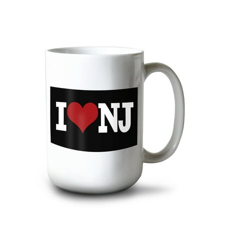 

15 fl oz Ceramic Mug I Heart New Jersey Black Dishwasher & Microwave Safe