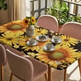 thumbnail image 3 of Sunflower Table Cloths for 3 Foot Rectangle Tables, Yellow Floral Elegant Pastoral Flowers Watercolor Patio Waterproof Elastic Fitted Tablecloths, Washable Rectangular Table Cover for Camping, 3 of 8
