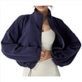 thumbnail image 1 of Chaqueta Corta de para Mujer con Dobladillo con Cordón Azul Marino S, 1 of 6