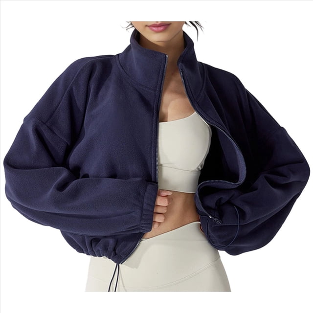 Chaqueta Corta de para Mujer con Dobladillo con Cordón Azul Marino S