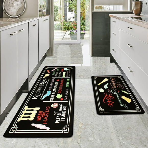 Juego de alfombras de cocina Voanos, antideslizantes, lavables, 2 piezas, 50 x 80 cm, 50 x 150 cm