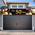 thumbnail image 6 of Black Background Glittery Happy 50th Birthday Banner with Golden Balloons Crowns and Cakes Party Supplies Photography Props Birthday Decors Backdrop, 6 of 7