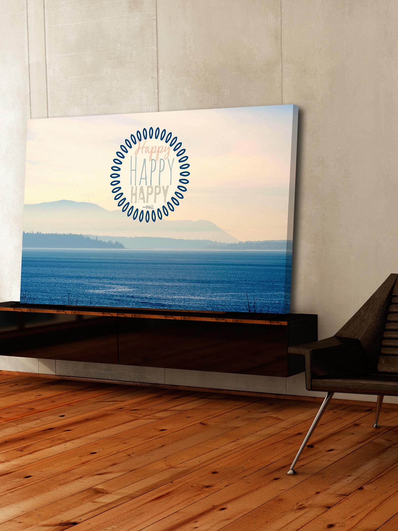 "Happy Text" Painting Print on Wrapped Canvas