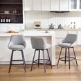thumbnail image 3 of Zesthouse Swivel Bar Stools Set of 3, 25.6″ Upholstered Linen Counter Height Barstools with Backs, Modern Kitchen Chairs with Metal Legs, Gray, 3 of 11