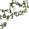 thumbnail image 4 of Vides de rosas artificiales, vides de flores, accesorio de fotografía, colgante, guirnalda floral artificial para centro de mesa, telón de fondo, Blanco Macarena Guirnalda de flores, 4 of 8