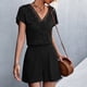 thumbnail image 5 of Short Pants Jumpsuits Women V Neck Shorts Jumpsuits Casual Lace Stitching Short Sleeve Front Button Shorts Jumpsuits For Summer Black XXL ANGGREK Otros, 5 of 6