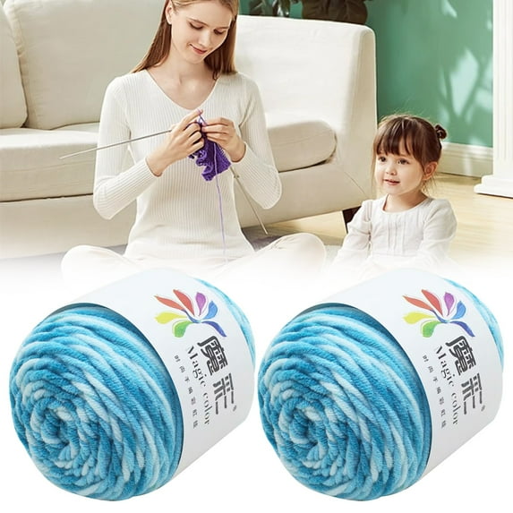 VogueV Rainbow Cotton Crochet Yarn Kit, 2-Pack Soft Worsted Weight Yarn for Diy Sweater Scarf Blanket, Beginner Craft Set, 9 Multicolor Skeins, 2 Balls of Yarn