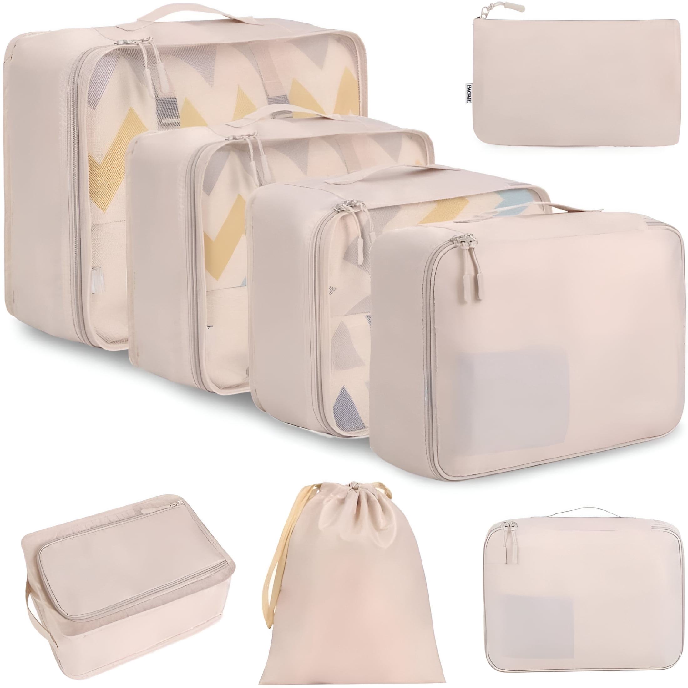 GASTROPOD 8 Set Packing Cubes Luggage Packing Organizers for Travel Accessories Compression Packing Bags (Jet Black)