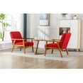 thumbnail image 2 of Accent Chairs Set of 2 with Side Table, Modern Accent Chair, Wood Armchairs Side Chair, Upholstered Lounge Chair for Living Room Bedroom Office, Red, 2 of 9