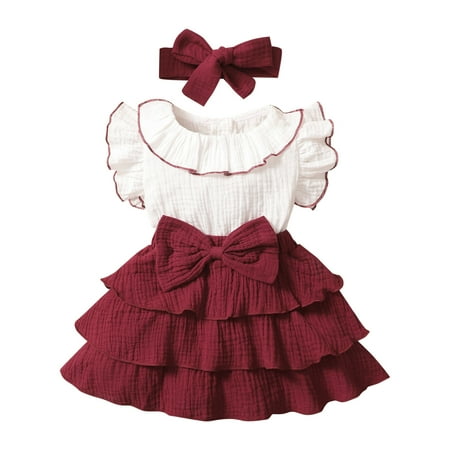 

Dresses 7 Year Old Girls Size 6t Girls Clothes Baby Girls Cotton Patchwork Autumn Sleeveless Ruffle Princess Dress Clothes 2t Girls Baptism Dress Dress up Crowns for Girls