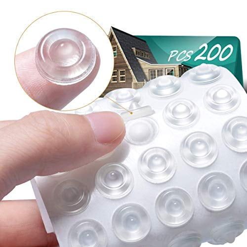 200pcs Self Adhesive Silicone Gel Cabinet Door Drawer Bumper Pads Feet Dots 