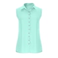 thumbnail image 6 of Inverlee Womens Linen Sleeveless Collared Button Down Tank Tops Casual Pleated Solid Color Blouses Daily Wear Summer Loose Tees Mint Green M, 6 of 8