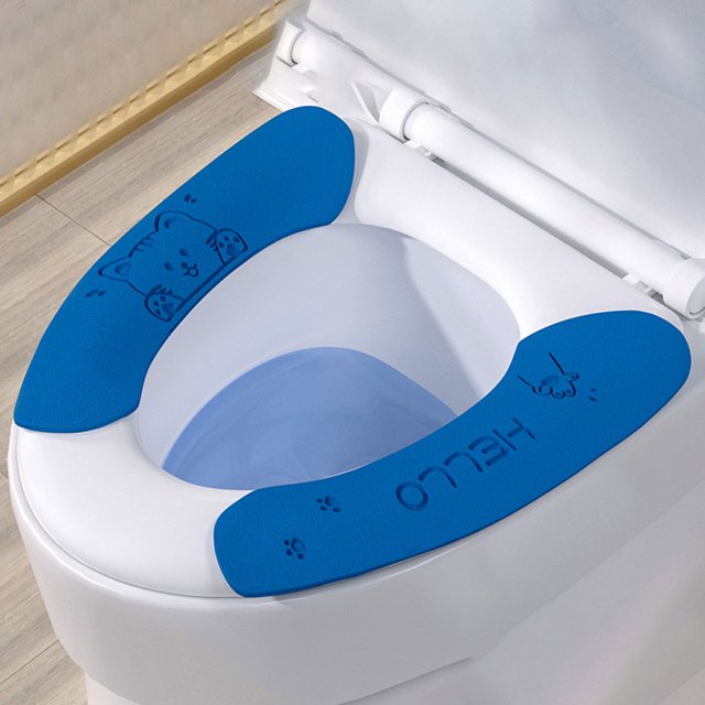 Cojín adhesivo para asiento de inodoro de baño 4 Cojín de asiento de invierno lavable y reutilizable