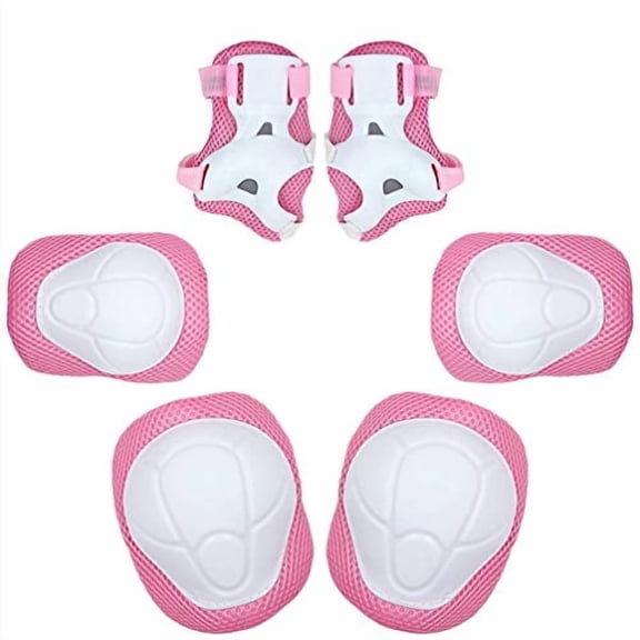 Kids Skating Cycling Protective Gear Set,Knee and Elbow Pads Wrist Guard for Boy Girl 3-7 Years (Pink)