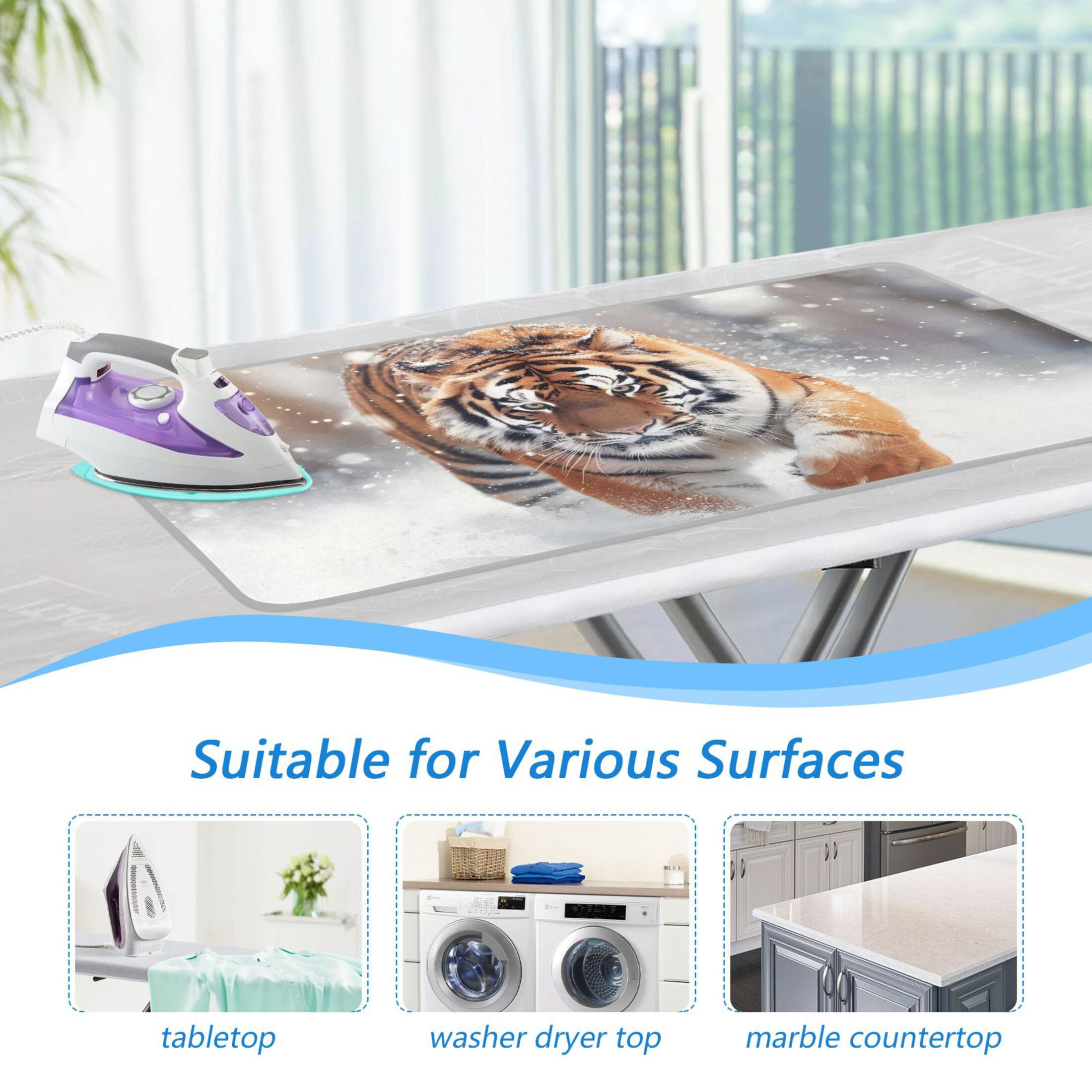 Animal Running on The Snowfield Ironing Mat Blanket Portable Travel Ironing Pad Heat Resistant Pad 47.2" x 27.6”